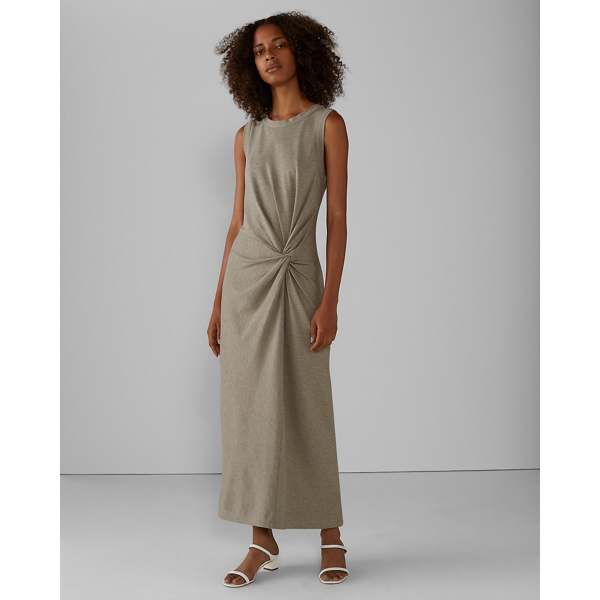 Club Monaco Taupe Heather Twist Front Knit Maxi Dress In Size Xl ModeSens