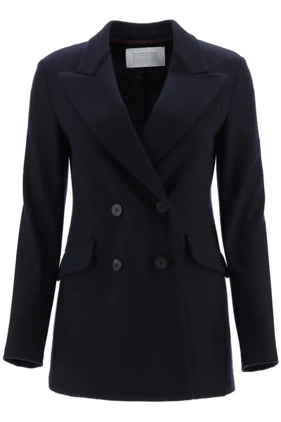 Shop Harris Wharf London Double-breasted Jacket In Blue