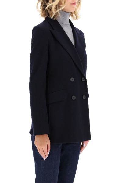 Shop Harris Wharf London Double-breasted Jacket In Blue