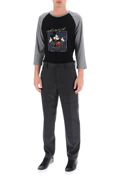 Shop Saint Laurent Mickey Mouse T-shirt In Black,grey