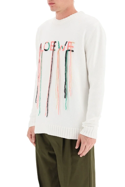 Shop Loewe Sweater With Logo Embroidery In White