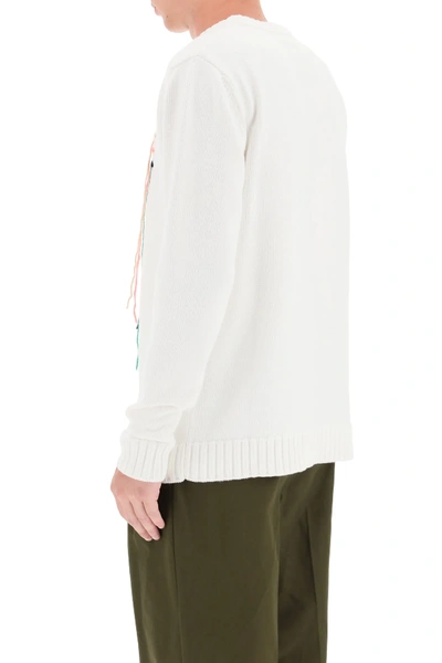 Shop Loewe Sweater With Logo Embroidery In White