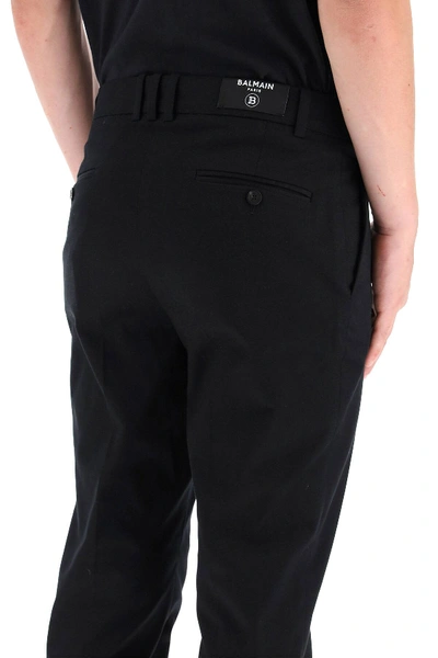 Shop Balmain Tailoring Fit Trousers In Black