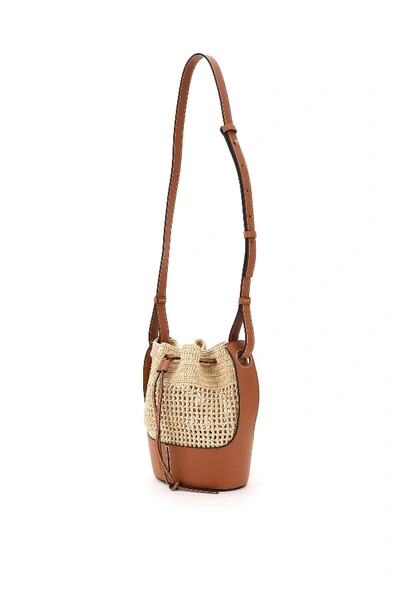 Shop Loewe Balloon Small Bucket Bag In Brown,beige