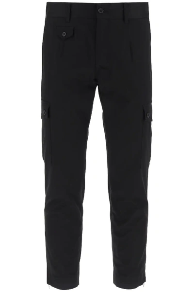 Shop Dolce & Gabbana Cotton Cargo Pants In Black