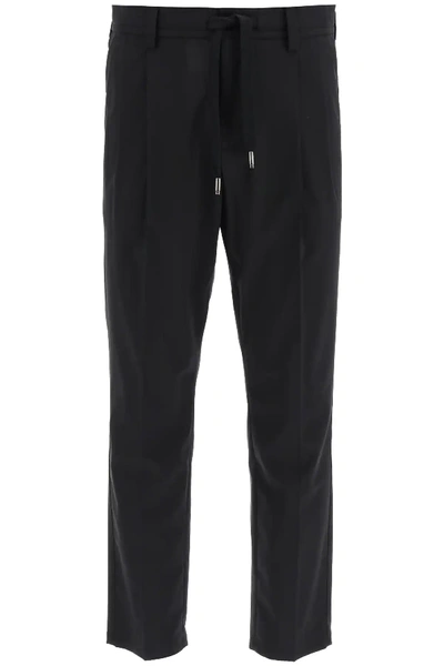 Shop Dolce & Gabbana Stretch Wool Jogger Pants In Black