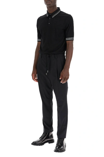 Shop Dolce & Gabbana Stretch Wool Jogger Pants In Black