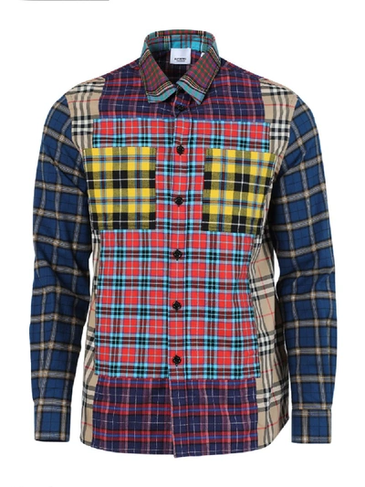 Shop Burberry Multicolored Patchwork Check Print Shirt