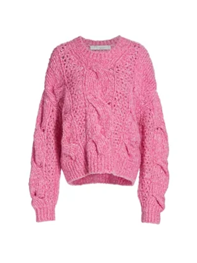 Shop Iro Belaga Cableknit Sweater In Light Pink