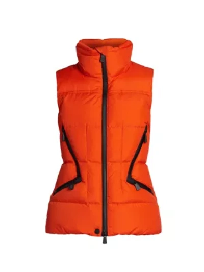 Shop Moncler Atka Quilted Down Fitted Vest In Bright Orange
