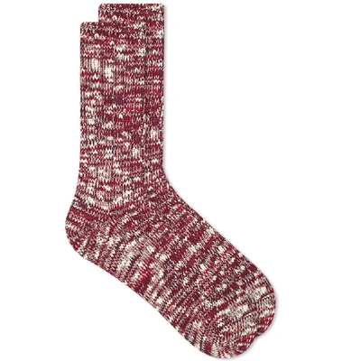 Shop Anonymous Ism Line Slub Crew Sock In Red