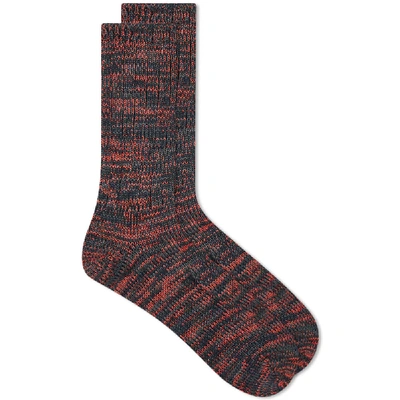 Shop Anonymous Ism 5 Colour Mix Crew Sock In Red