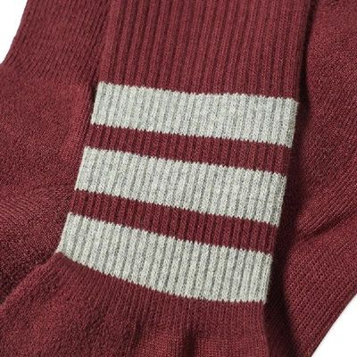 Shop Anonymous Ism Organic Cotton 3 Stripe Crew Sock In Burgundy