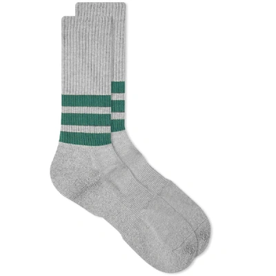 Shop Anonymous Ism Organic Cotton 3 Stripe Crew Sock In Grey