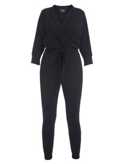 Shop Chiara Boni La Petite Robe Hildur Jersey Long Sleeve Jumpsuit In Nero