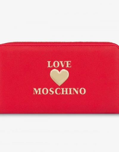 Shop Love Moschino Zip Around Wallet Padded Heart In Red
