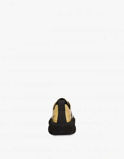 Shop Moschino Gold Laminated Teddy Shoes