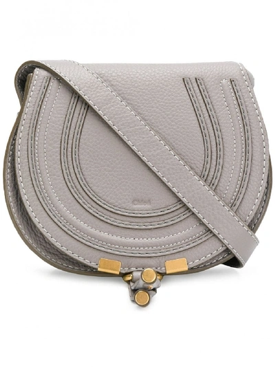 Shop Chloé Marcie Leather Crossbody Bag In Grey