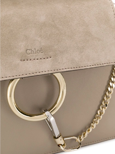 Shop Chloé Faye Leather Small Crossbody Bag In Brown