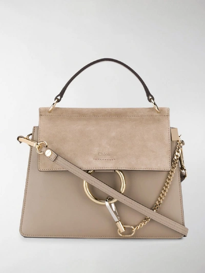 Shop Chloé Faye Leather Small Crossbody Bag In Brown