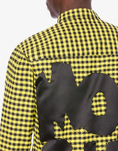 Shop Moschino Flannel Shirt Cut-out Logo In Yellow