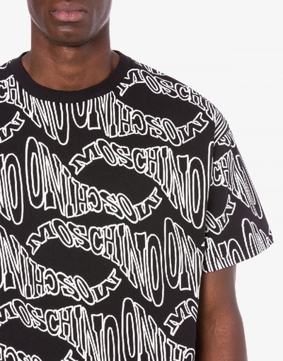 Shop Moschino T-shirt Warped Logo All Over In Black