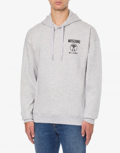 Shop Moschino Double Question Mark Hooded Sweatshirt In Light Grey