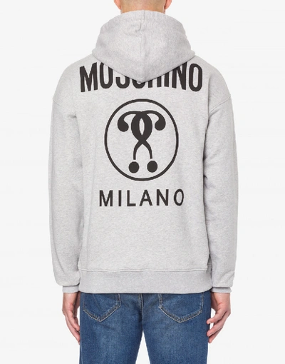 Shop Moschino Double Question Mark Hooded Sweatshirt In Light Grey