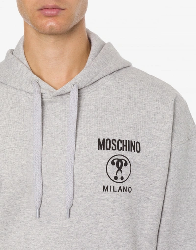 Shop Moschino Double Question Mark Hooded Sweatshirt In Light Grey