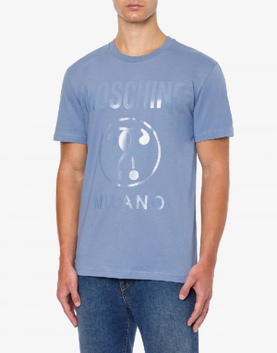 Shop Moschino Jersey T-shirt Double Question Mark In Light Blue