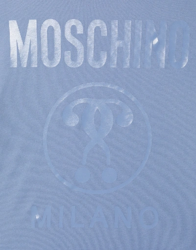 Shop Moschino Jersey T-shirt Double Question Mark In Light Blue