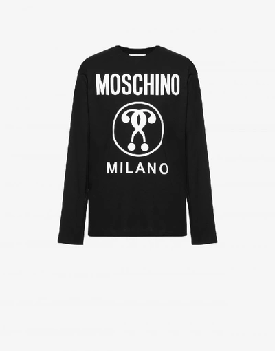 Moschino Men s Long Sleeve T shirt Crew Neckline Double Question