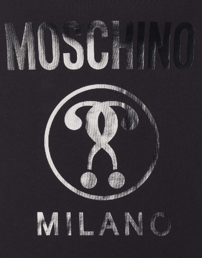 Moschino Cotton Sweatshirt With Double Question Mark Print In Fuchsia