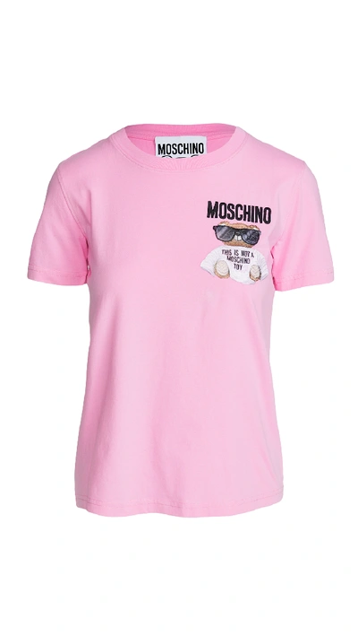 Shop Moschino Bear Tee In Fantasy Print Pink