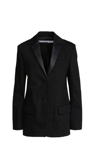 Shop Alexander Wang Boxy Single Breasted Tuxedo Blazer In Black