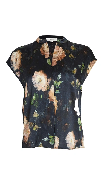 Shop Vince Painted Rose Shell Blouse In Petal Glow
