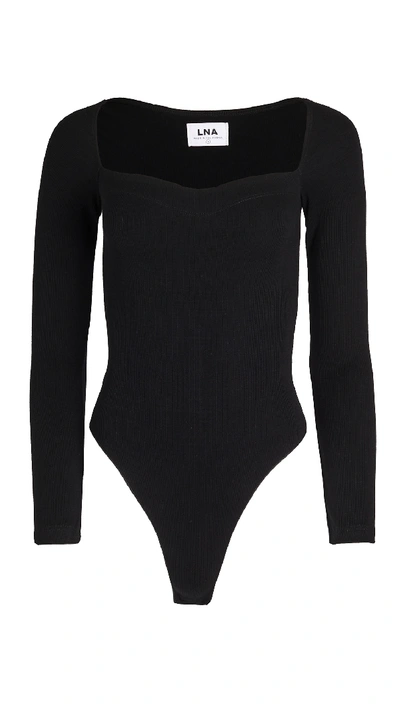 Shop Lna Farrah Rib Bodysuit In Black