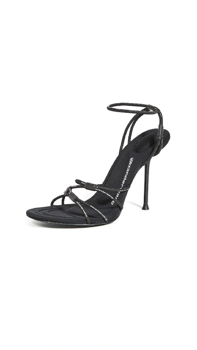 Shop Alexander Wang 100mm Sienna Logo Sandals In Black
