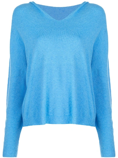 Shop Apparis Aubrey Fine Knit Hoodie In Blue