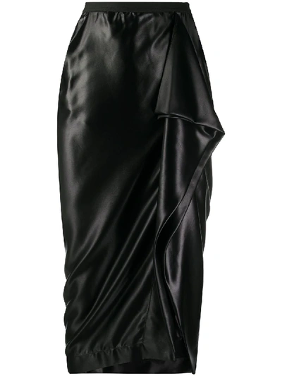 Shop Rick Owens Draped Side Skirt In Black