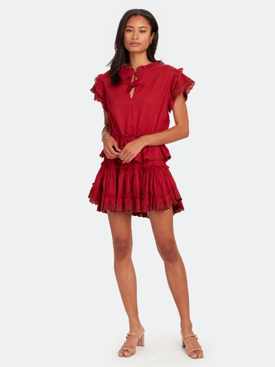 Shop Misa Lilian Ruffled Mini Dress - L - Also In: S, Xs, M In Red