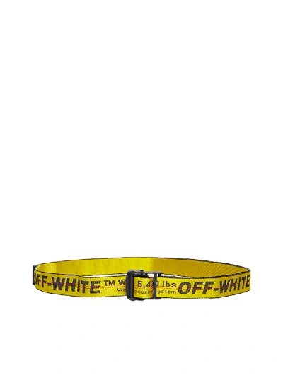 Shop Off-white Classic Industrial Logo Jacquard Belt In Yellow Black