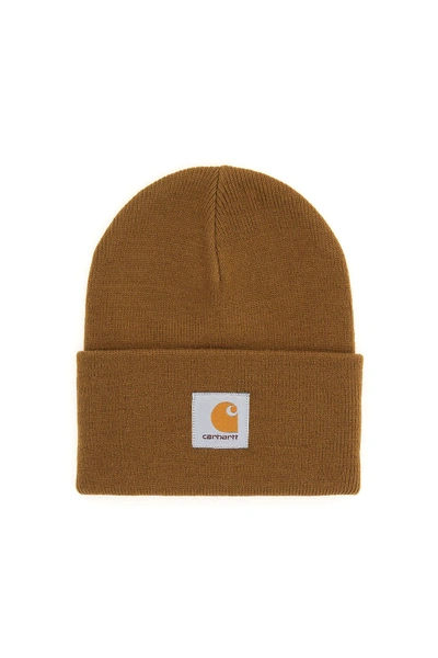Carhartt Logo-patch Beanie In Hamilton Brown (brown)