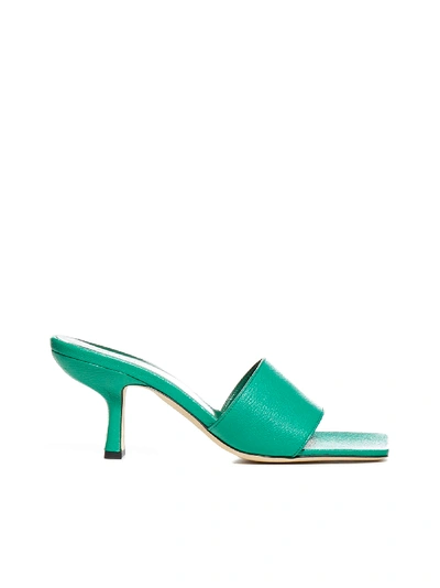 Shop By Far Dylan Leather Mules In Emerald