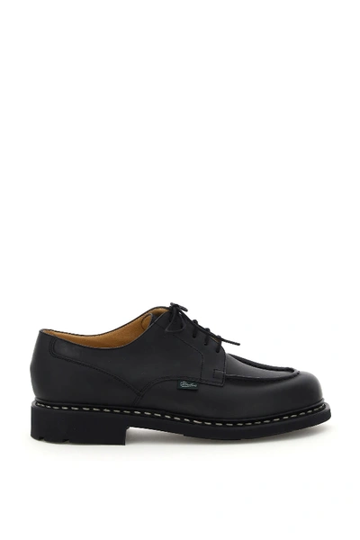 Shop Paraboot Chambord Leather Derby Shoes In Lisse Noir (black)