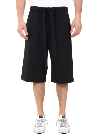 Shop Loewe Pleated Shorts In Wool In Black