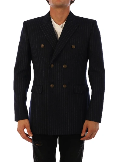 Shop Saint Laurent Wool Jacket Blue