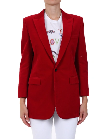 Shop Saint Laurent Ribbed Red Jacket