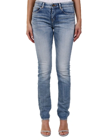 Shop Saint Laurent Slim Jeans In Light Blue