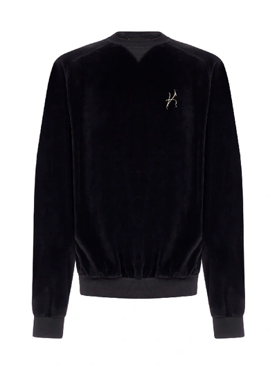 Shop Haider Ackermann Perfect Stranger Logo Velvet Sweatshirt In Coloane Black